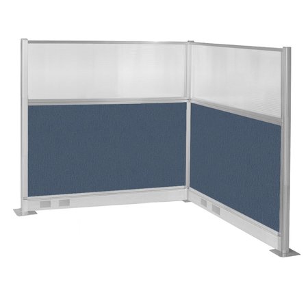 VERSARE Pre-Configured Hush Panel Electric Cubicle (L Shape) 6' x 6' W/ Window Ocean Fabric 1859424